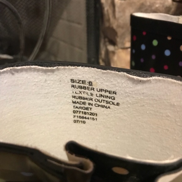 Merona Black with Polka Dots Rain Boots Size 6 - Picture 8 of 8